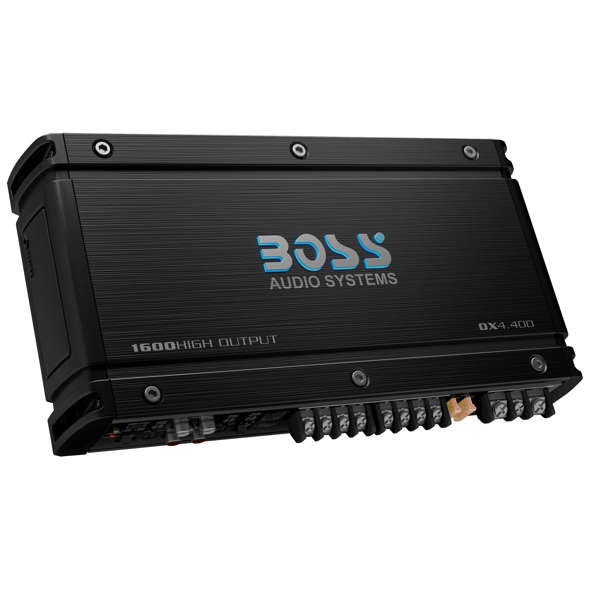 BOSS Audio Systems OX4.400 Onyx Series 4 Channel Class A/B Car Amplifier –  1600 High Output, 2-8 Ohm Stable, Low/High Level Inputs, Low Pass  Crossover, MOSFET, Hook Up To Subwoofer For Bass