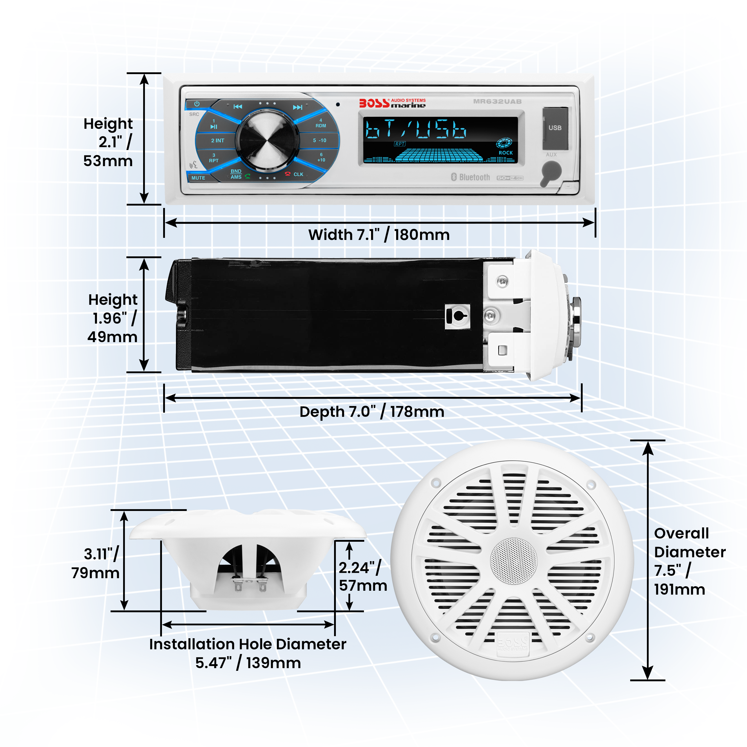 BOSS Audio Systems MCK632WB.6 Marine Boat Stereo & 6.5 Inch BOSS Audio Systems MCK632WB.6 Marine Boat Stereo & 6.5 Inch