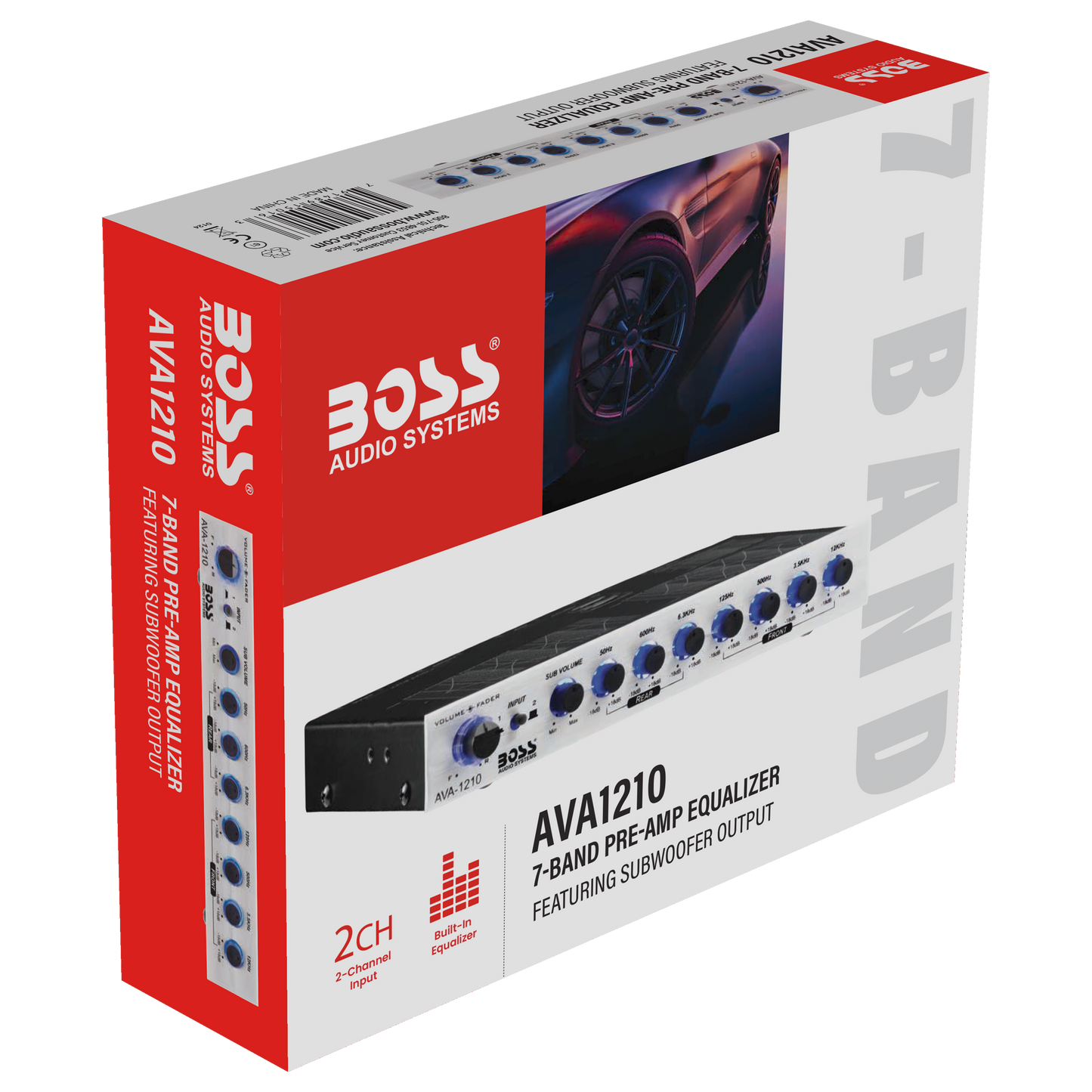 BOSS Audio Systems AVA1210 Car Equalizer - 7 Band Pre-Amp With BOSS Audio Systems AVA1210 Car Equalizer - 7 Band Pre-Amp With