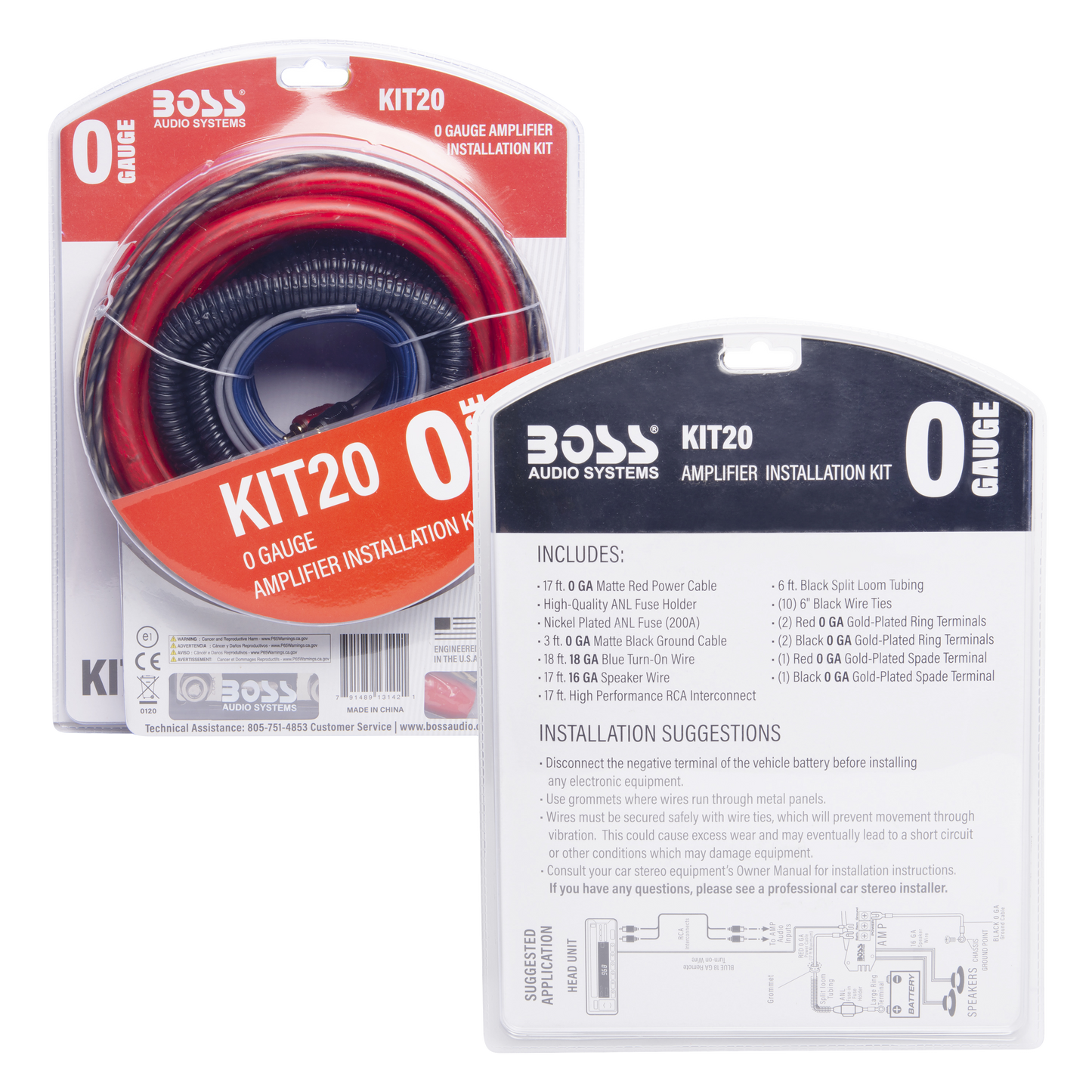 BOSS Audio Systems KIT20 0 Gauge Car Amplifier Installation