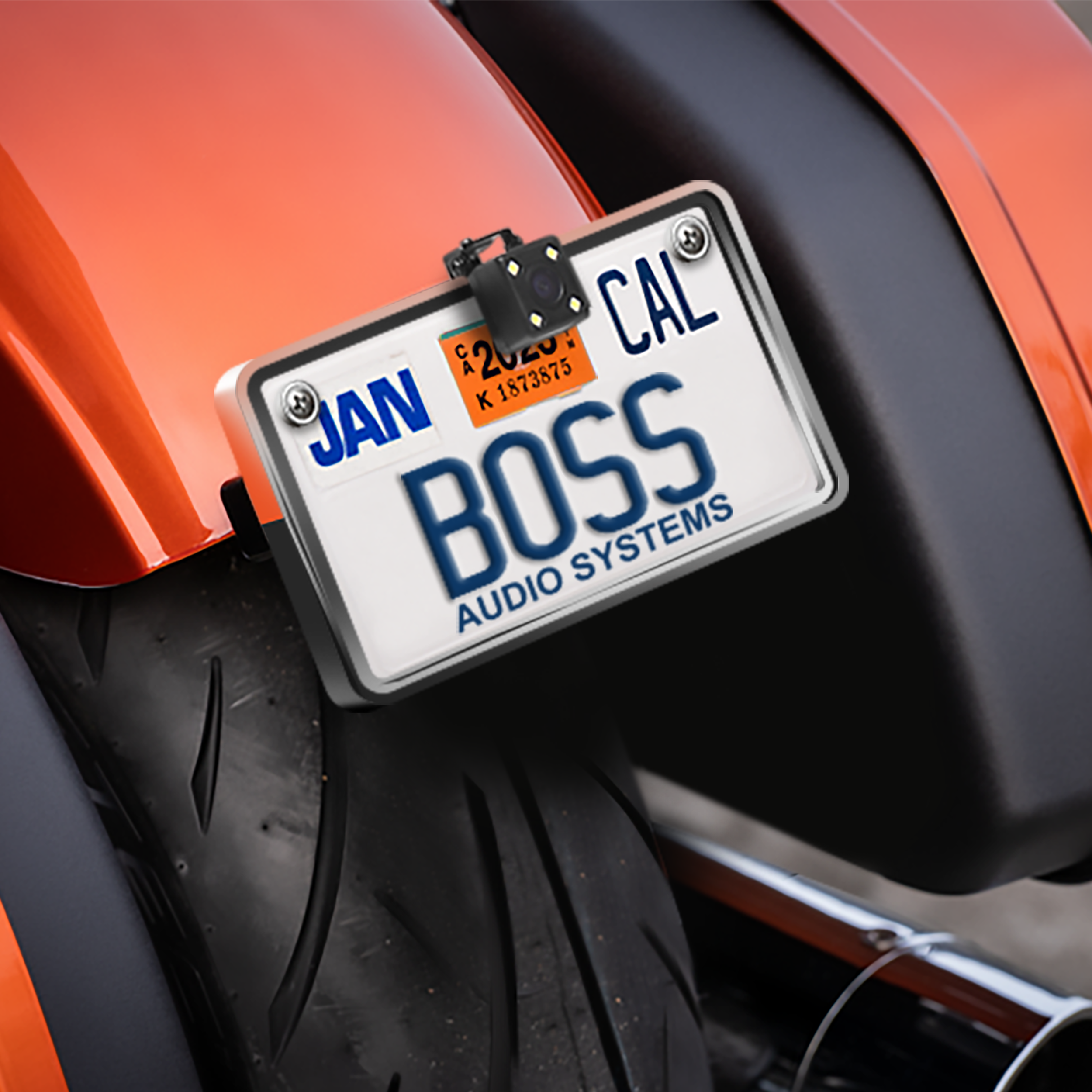 BOSS Audio Systems BPLCAM Motorcycle Reverse Rearview License Plate ...