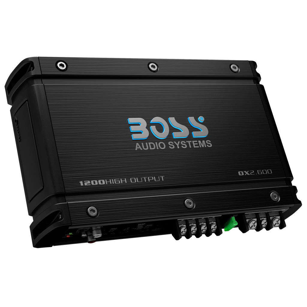 BOSS Audio Systems OX2.600 Onyx Series 2 Channel Class A/B Car Amplifier –  600 High Output, 2-8 Ohm stable, Low/High Level Inputs, Low/High Pass  Crossover, MOSFET, Full Range, Bridgeable, Hook Up To Subwoofers For Bass