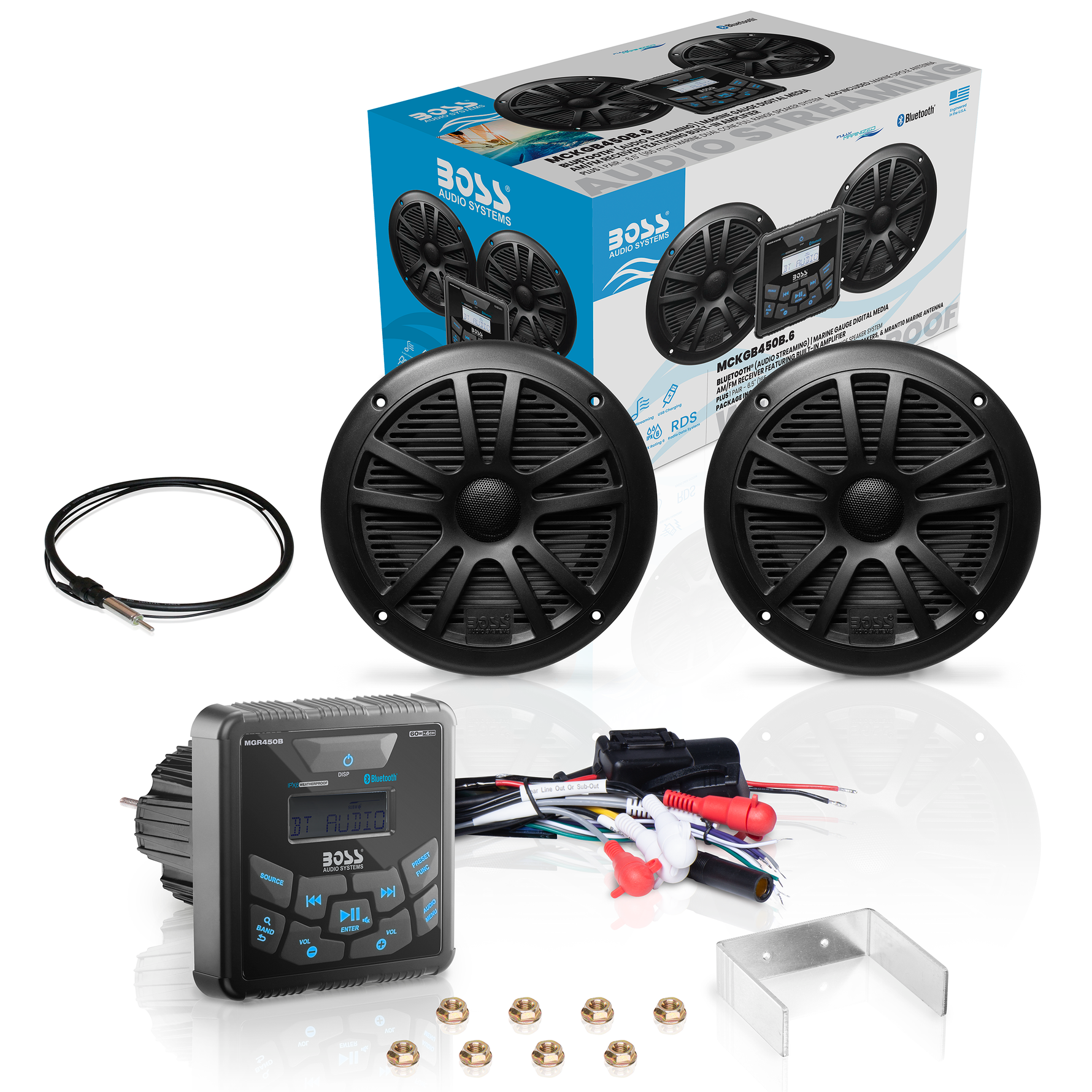 Boss Audio System Installation BOSS Audio Systems MGR450B Marine Boat Stereo Gauge Receiver ...