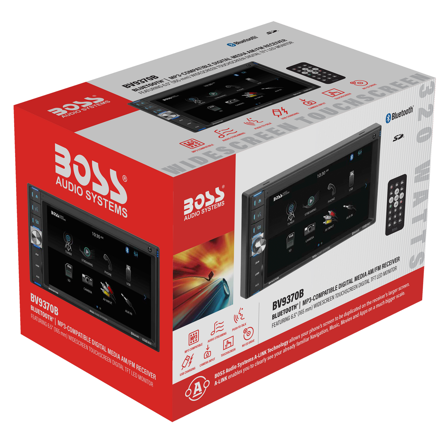 BOSS Audio Systems BV9370B Car Audio Stereo System Ai 6.5 Inch Double Din Touchscreen Bluetooth Audio and Calling Head Unit Aux In USB SD AM FM Radio Receiver No CD Player Hook Up