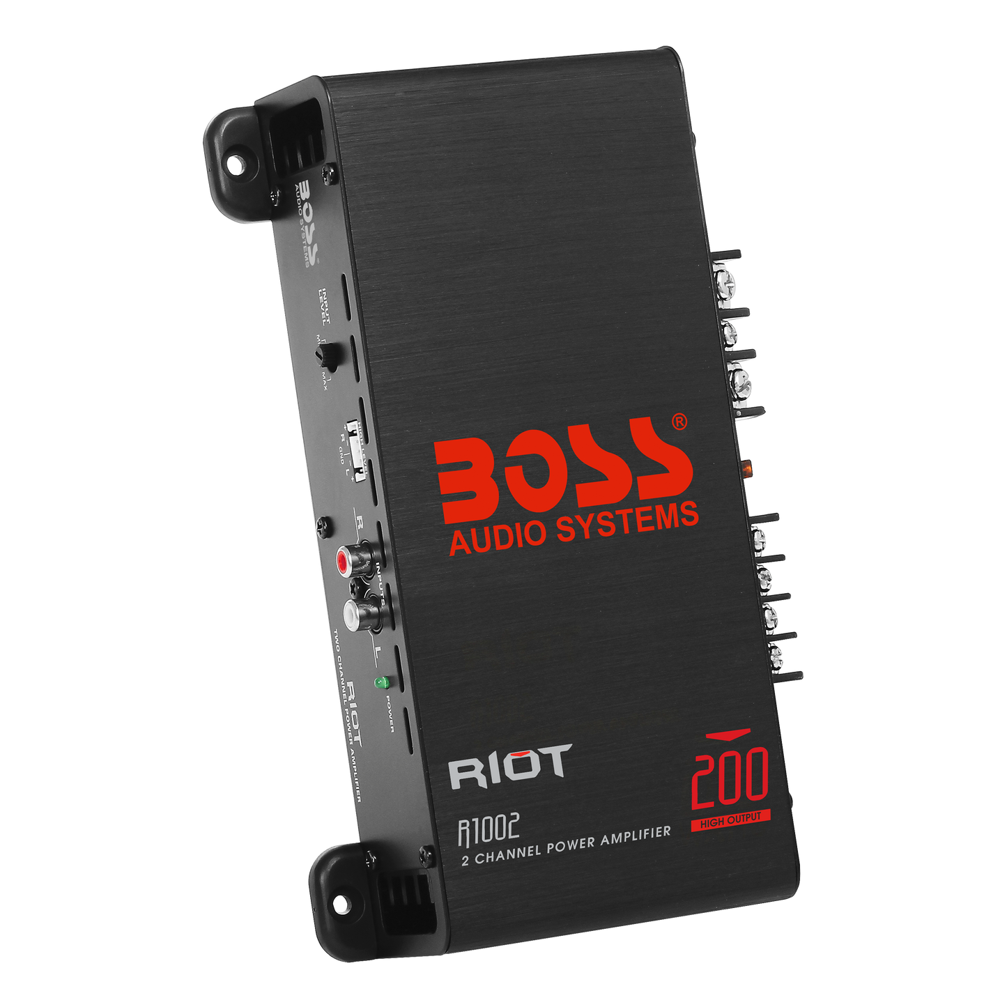 BOSS Audio Systems R1002 Riot Series 2 Channel Class A/B Car Amplifier - 200 High Output, 2-8 Ohm Stable, Low/High Level Inputs, MOSFET, Full Range, Bridgeable, Hook Up To Subwoofer For Bass BOSS Audio Systems R1002 Riot Series 2 Channel Class A/B Car Amplifier - 200 High Output, 2-8 Ohm Stable, Low/High Level Inputs, MOSFET, Full Range, Bridgeable, Hook Up To Subwoofer For Bass
