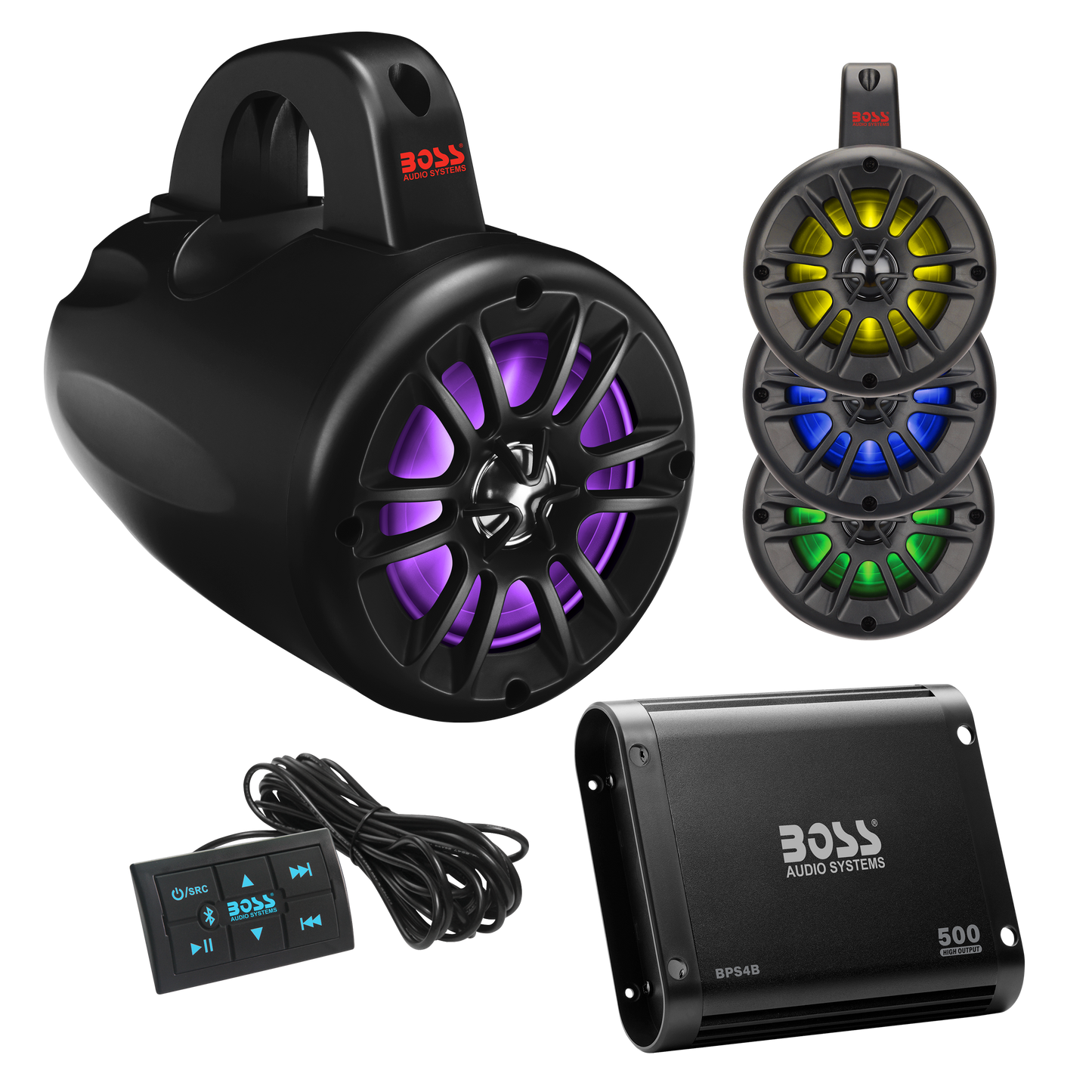 BOSS Audio Systems UNI4RGB ATV UTV Marine Boat 4 Inch Stereo BOSS Audio Systems UNI4RGB ATV UTV Marine Boat 4 Inch Stereo