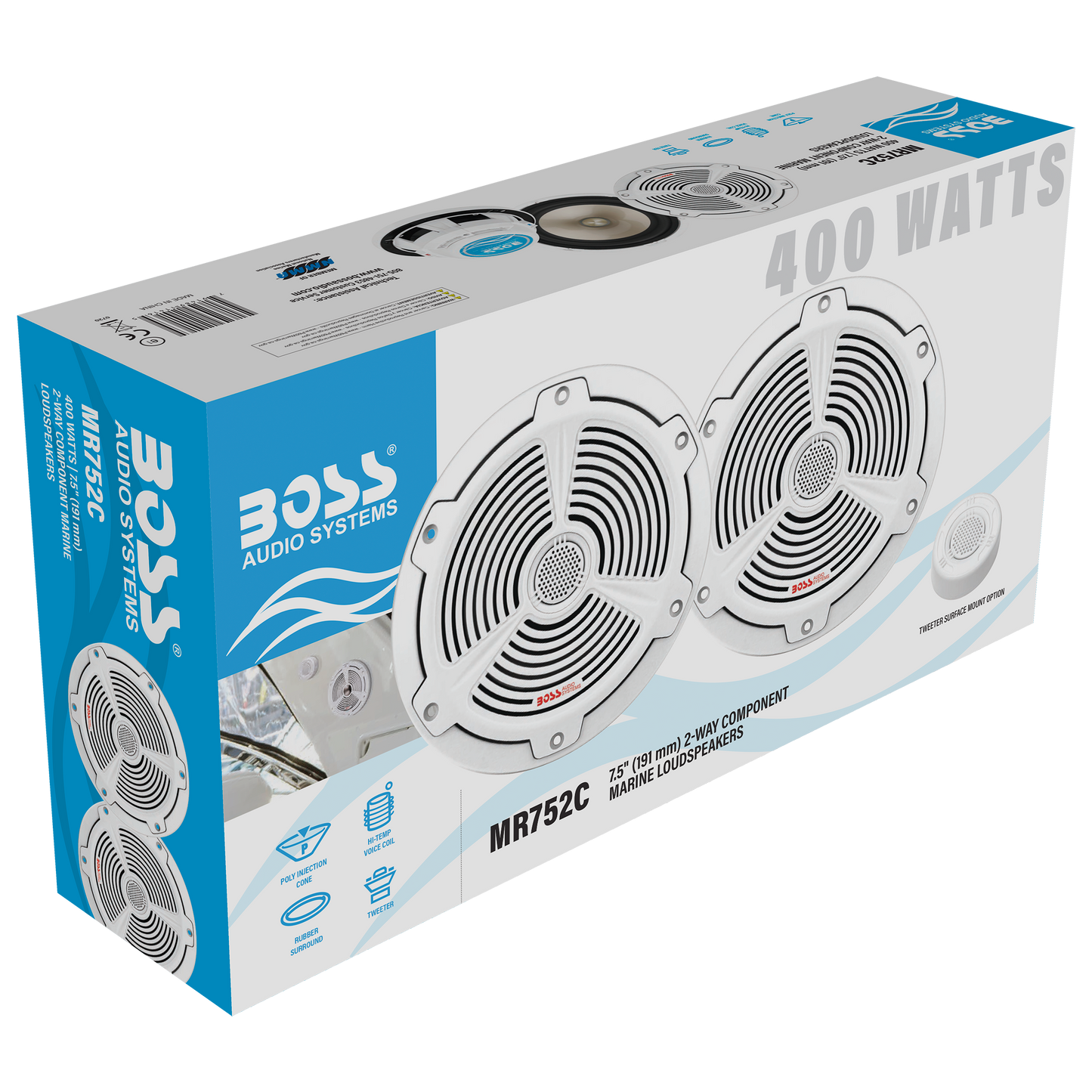 Enceintes Marines étanches 13 Cm - 2x80W - Pour Bateau, Piscine, Salle De Bain, Véranda - Résistantes à L'eau - 3
