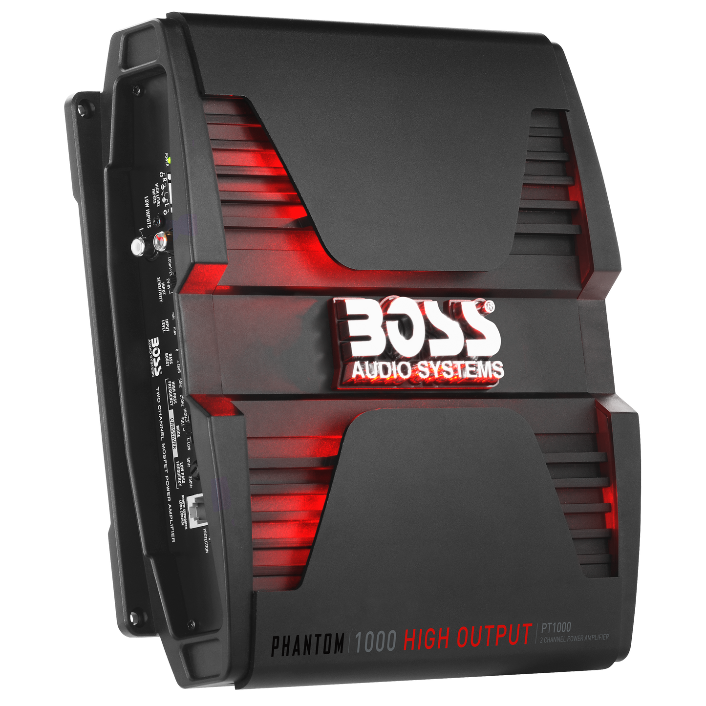 BOSS Audio Systems PT1000 Phantom Series Car Audio Stereo Amplifier – 1000 High Output, 2 Channel, Class A/B, 2/8 Ohm, High/Low Level Inputs, High/Low Pass Crossover, Full Range, Bridgeable, Subwoofer BOSS Audio Systems PT1000 Phantom Series Car Audio Stereo Amplifier – 1000 High Output, 2 Channel, Class A/B, 2/8 Ohm, High/Low Level Inputs, High/Low Pass Crossover, Full Range, Bridgeable, Subwoofer