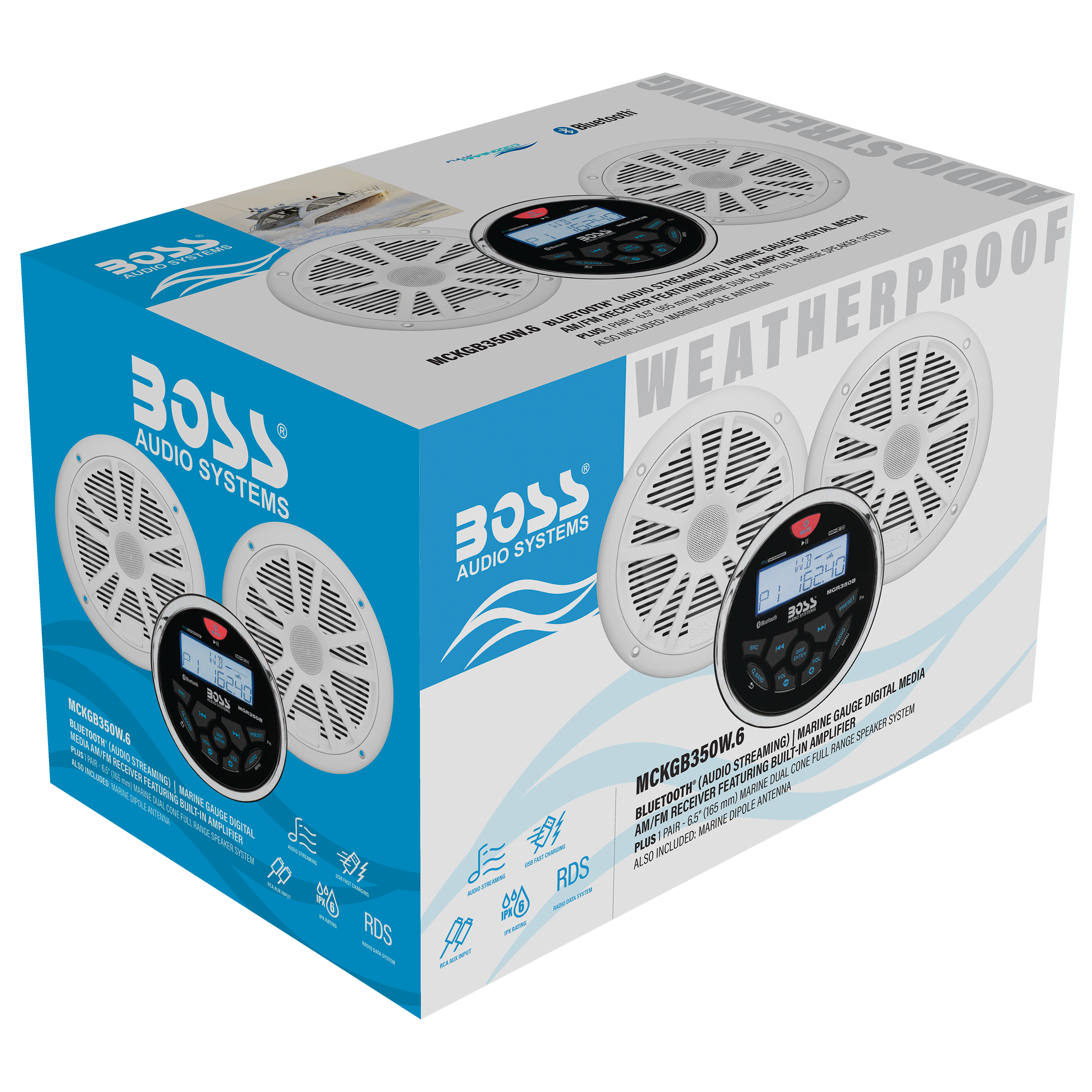 BOSS Audio Systems MCKGB350W.6 6.5 Inch Speakers & Marine Boat Gauge ...