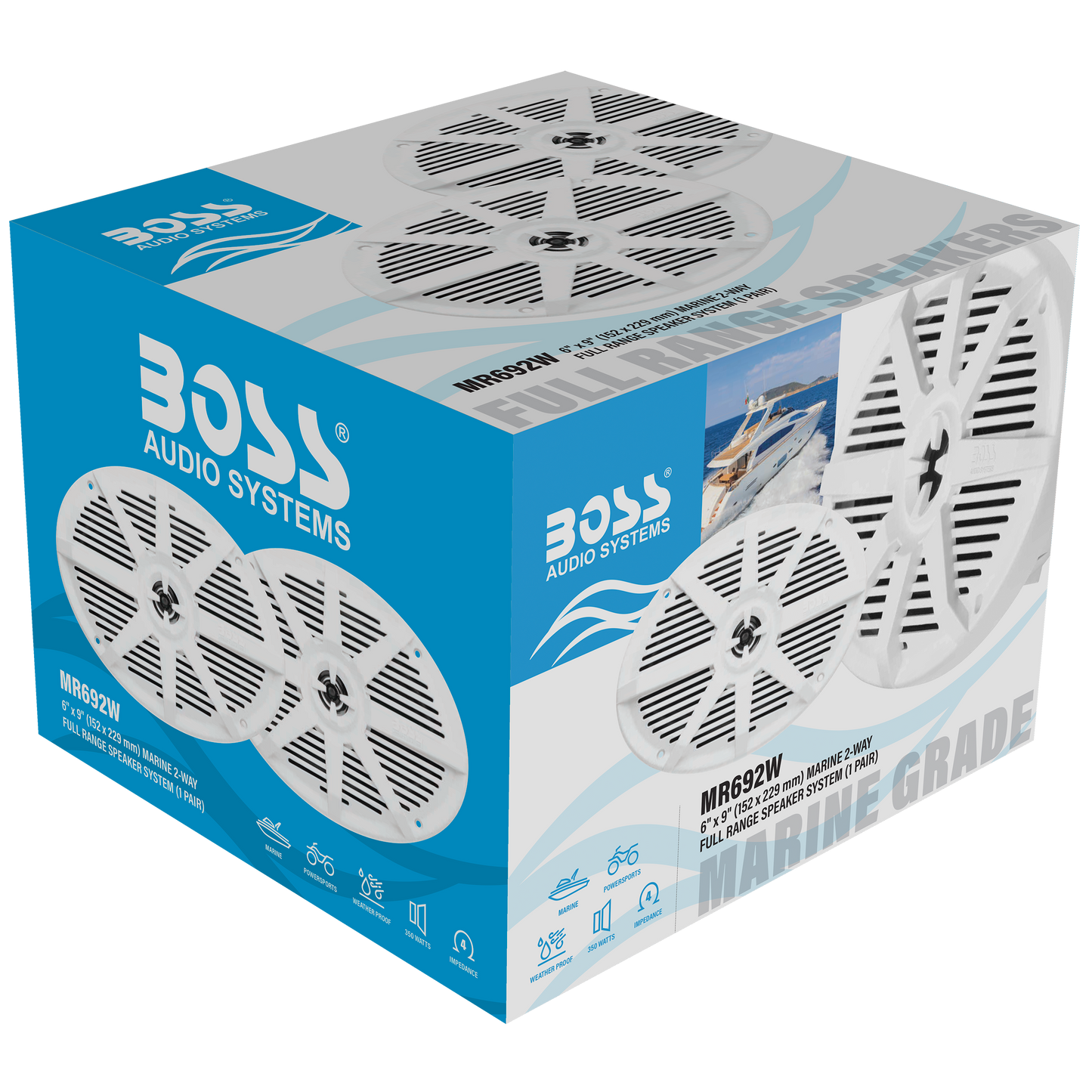 BOSS Audio Systems MR692W 6 x 9 inch Marine Boat Stereo Speakers